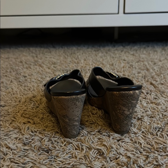 Brighton Summer Pewter Leather Cork Wedges - Picture 3 of 5